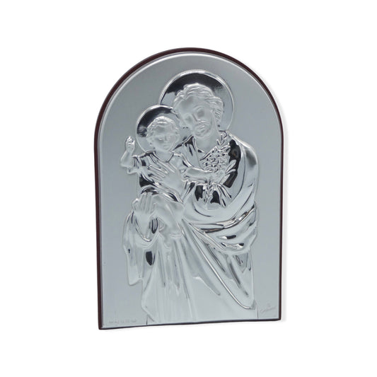 Arched Silver Image of St. Joseph