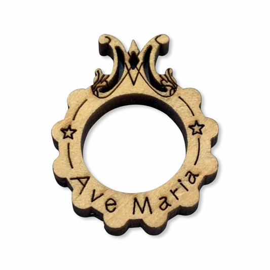 "Ave Maria" Wood Ring Rosary