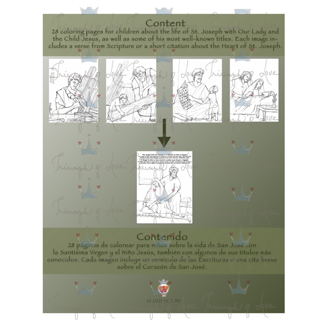 Bilingual "Journey through the Life of St. Joseph" Children's Coloring Book by SCTJM﻿