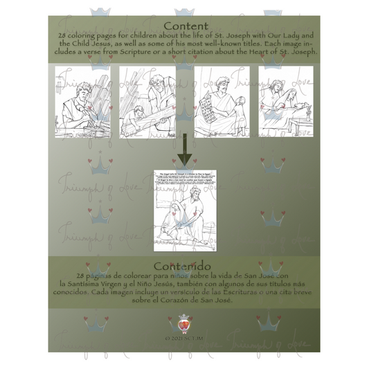 Bilingual "Journey through the Life of St. Joseph" Children's Coloring Book by SCTJM﻿
