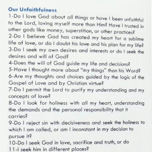 Bilingual Examination of Conscience by Mother Adela, SCTJM Foundress