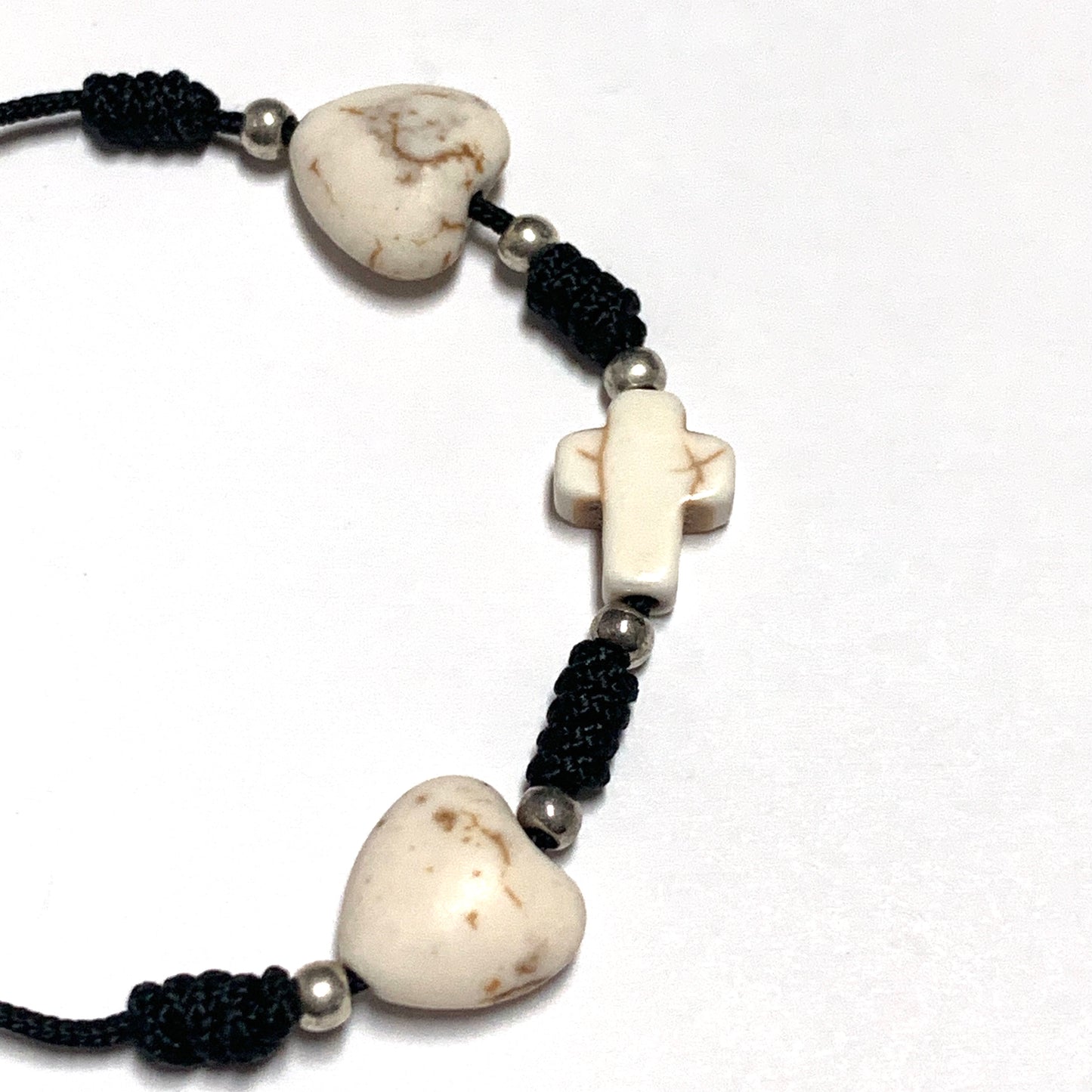Queen of Peace Stone Heart and Cross Bracelet of Assorted Colors