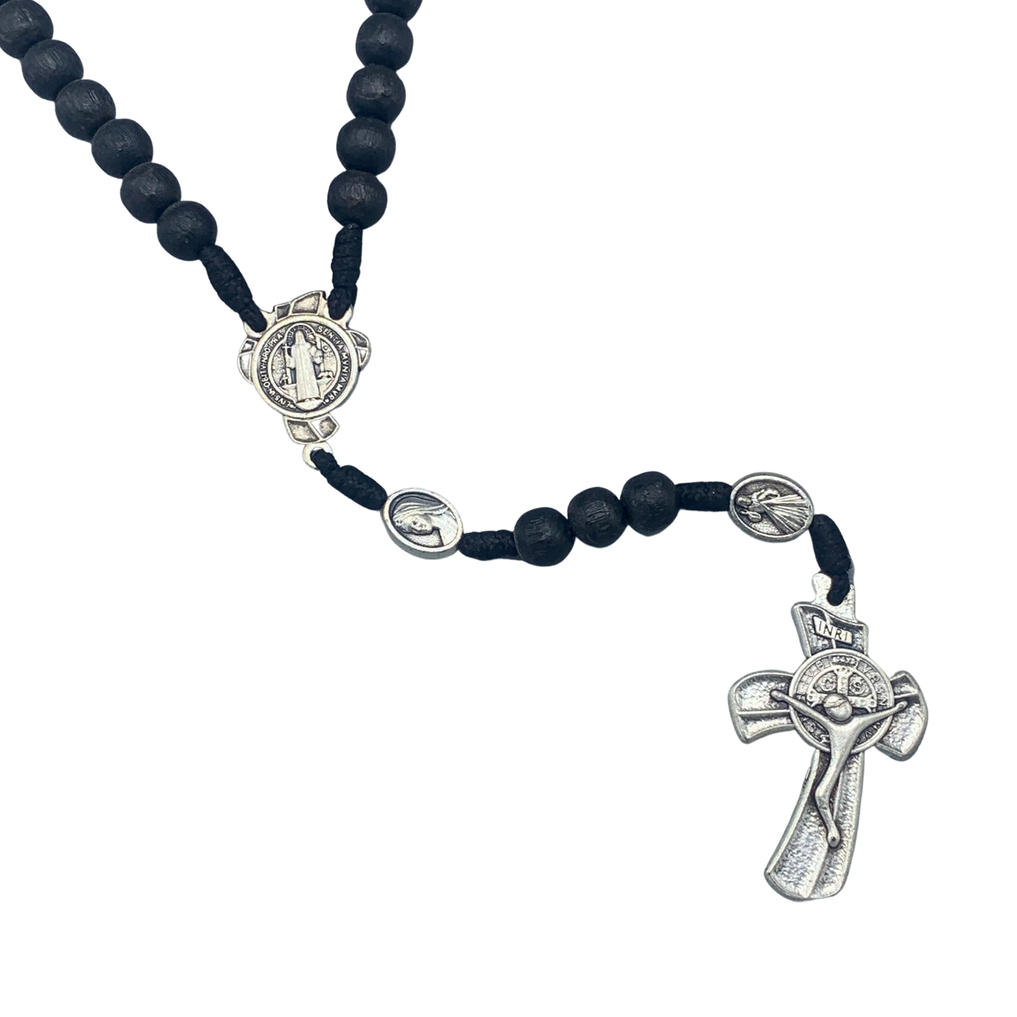 Black Wood Rosary with Oval St. Benedict Medals