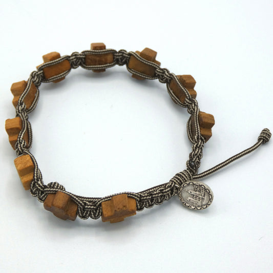Wooden Cross Decade Rosary Bracelet of Assorted Colors
