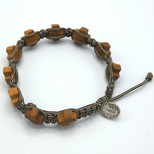 Wooden Cross Decade Rosary Bracelet of Assorted Colors