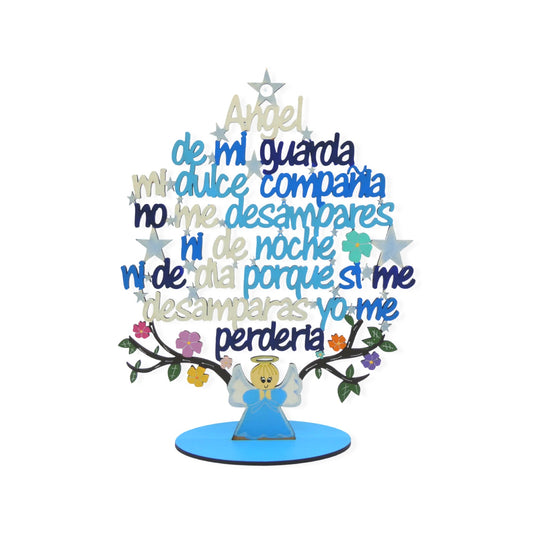 Carved Guardian Angel Prayer Decor
