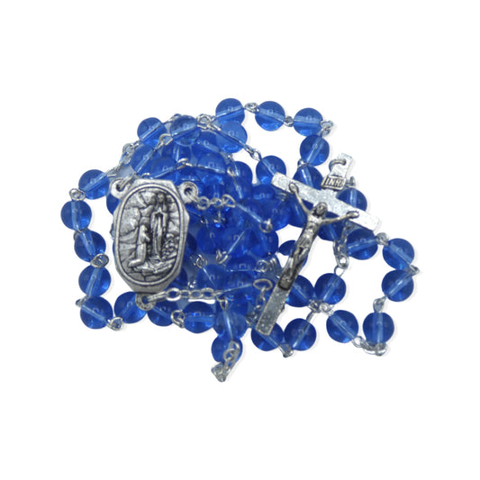 Blue Lourdes Rosary with Water