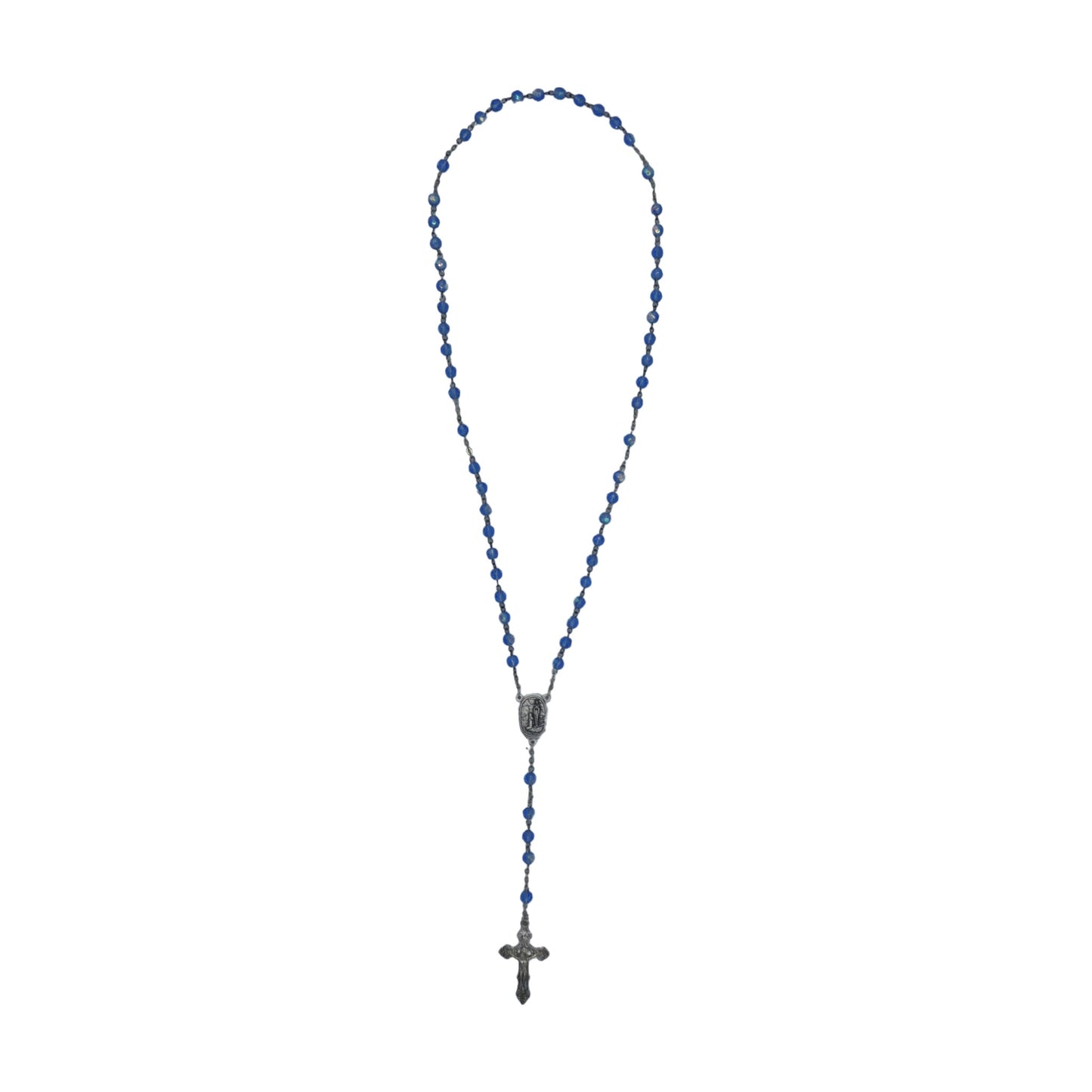Blue Crystal Lourdes Rosary with Water