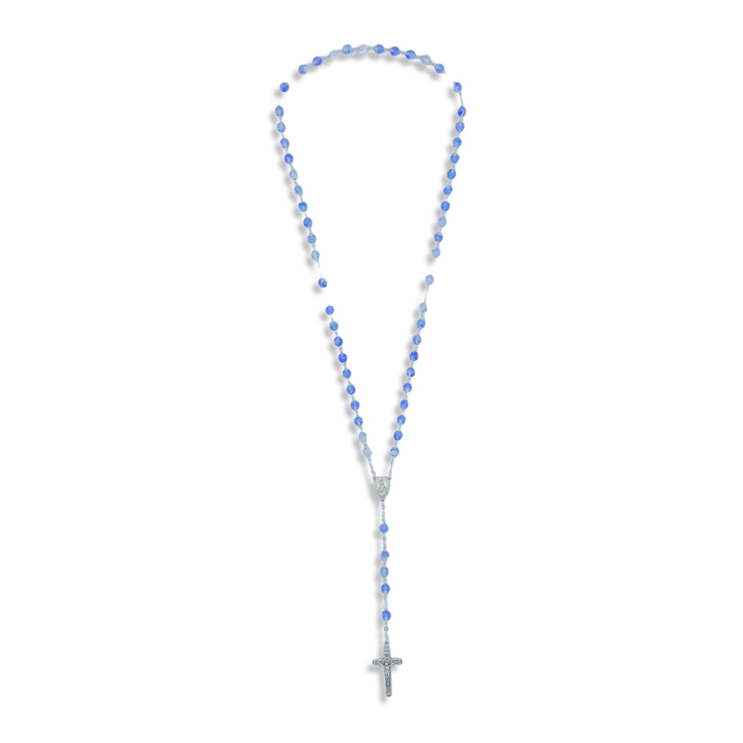 Blue Marble Fatima Rosary with Soil