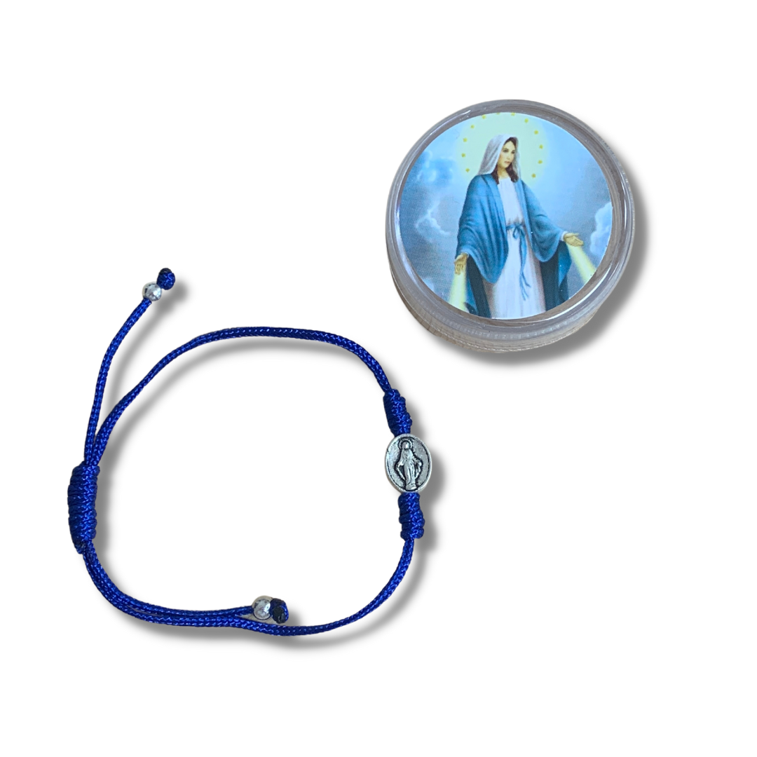 Blue Miraculous Medal Bracelet with Case