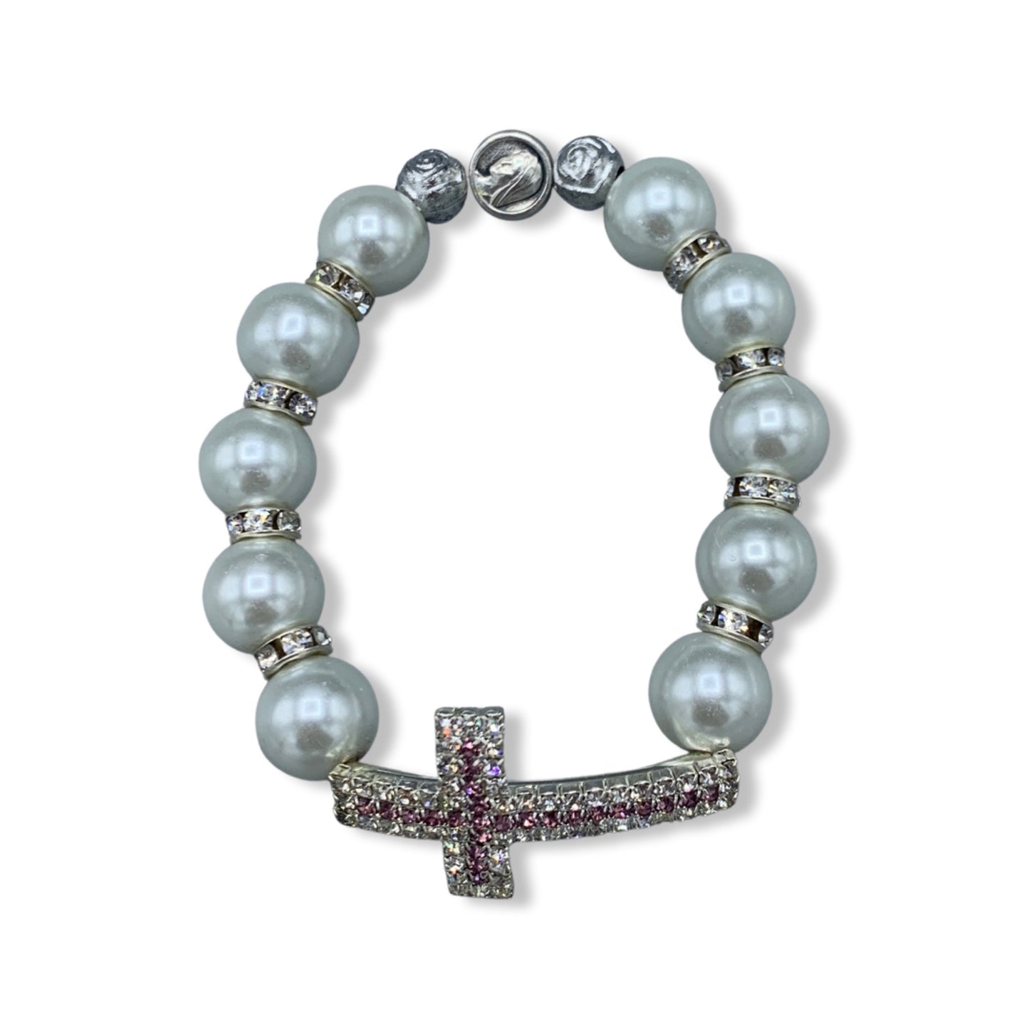 Imitation Pearl Bracelet with Rhinestone Cross of Assorted Styles