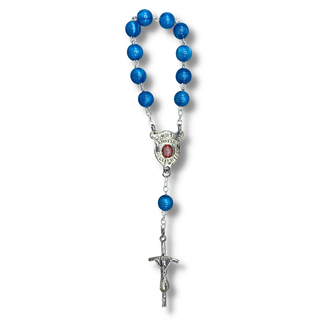 Round Marble St. Faustina Decade Rosary with Relic