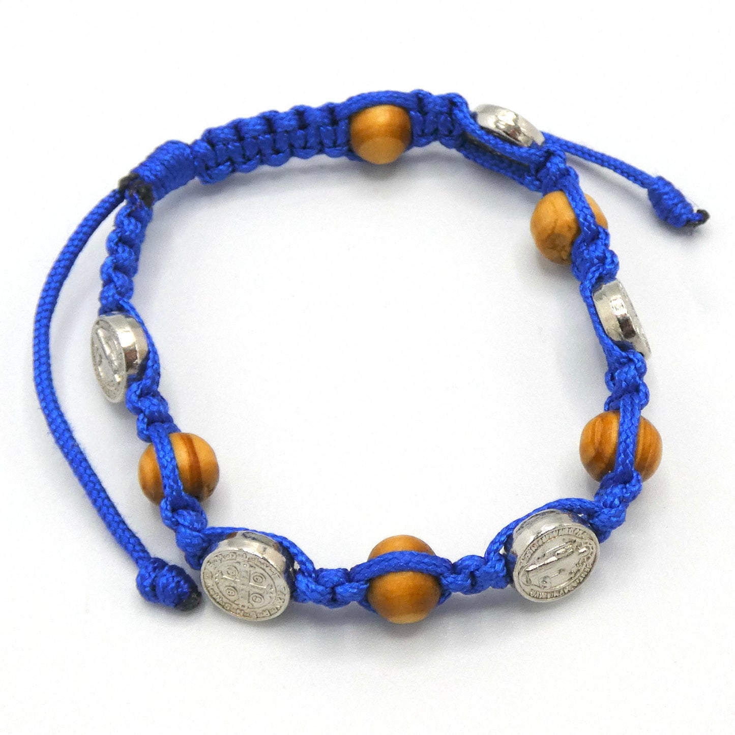 Wood Bead and St. Benedict Medal Decade Rosary Bracelet