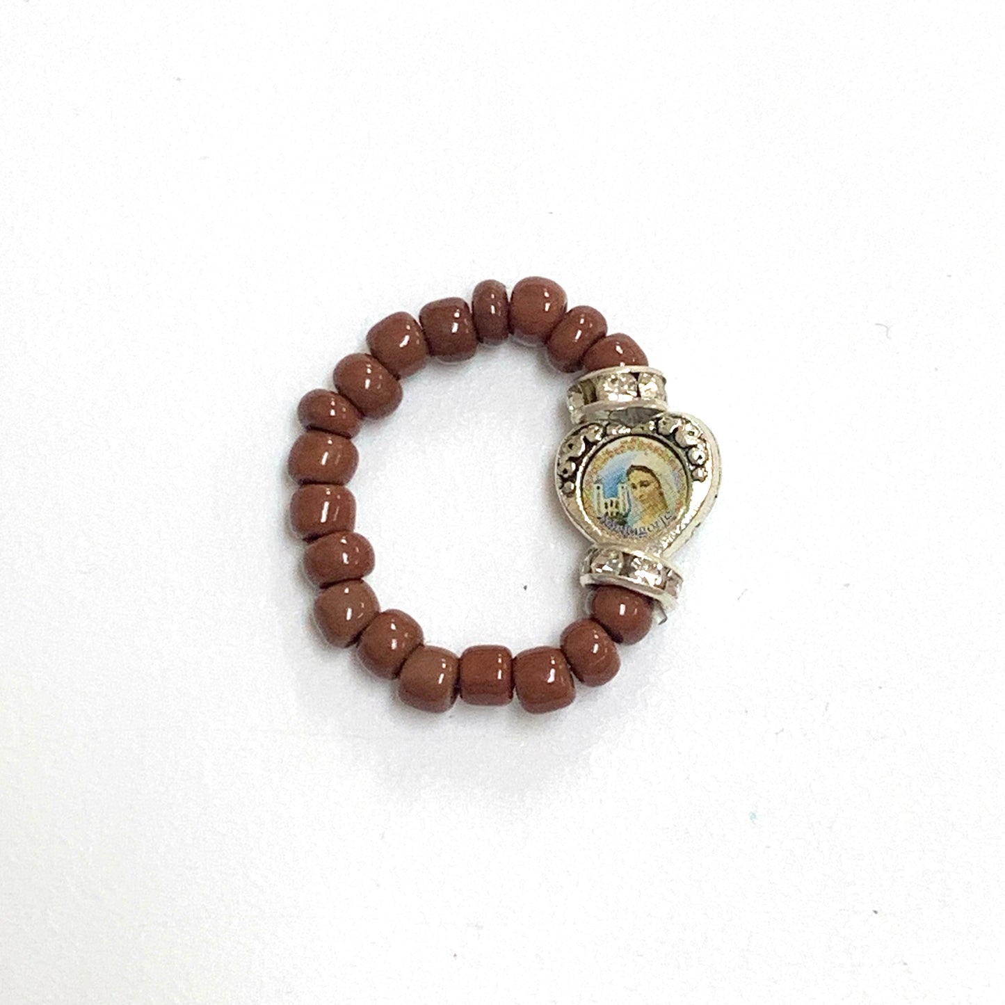 Beaded Ring with Queen of Peace Medal of Assorted Colors