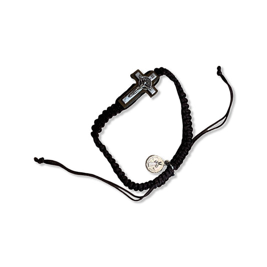 Brown St. Benedict Crucifix Cord Bracelet