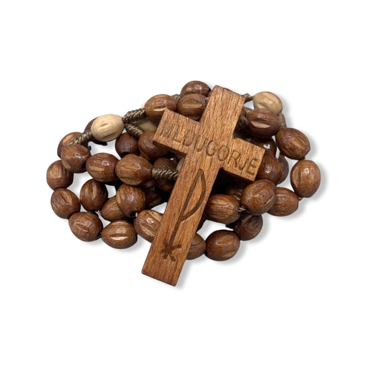 Wood Beads Queen of Peace String Rosary