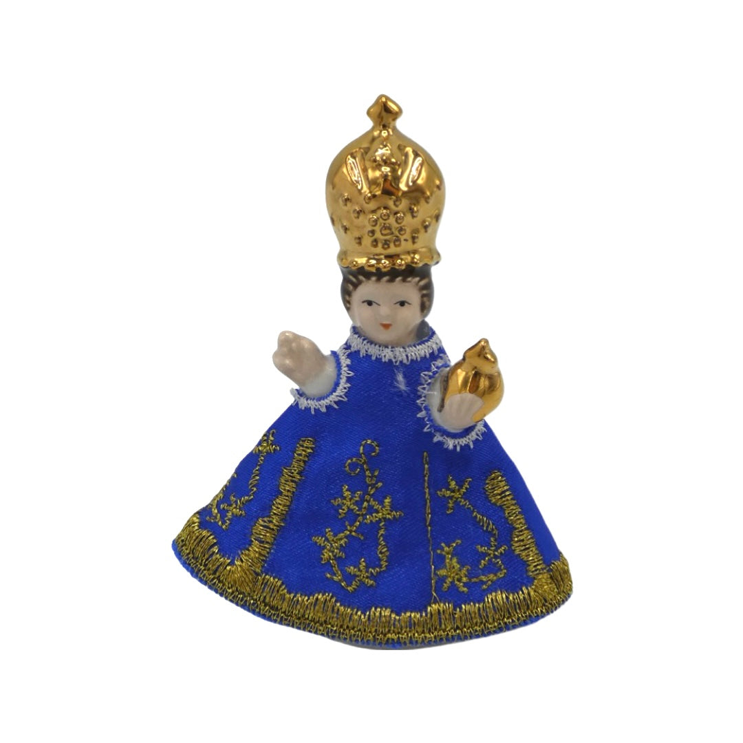 Ceramic Infant Jesus of Prague with Cloth Gown