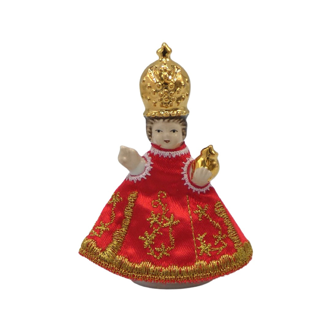 Ceramic Infant Jesus of Prague with Cloth Gown
