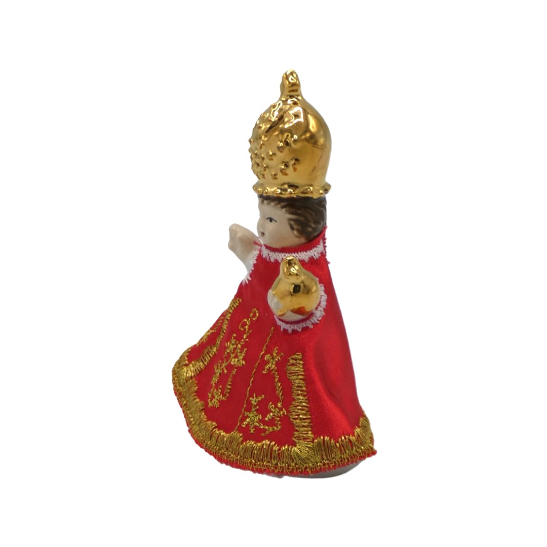 Ceramic Infant Jesus of Prague with Cloth Gown