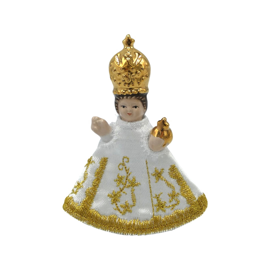 Ceramic Infant Jesus of Prague with Cloth Gown