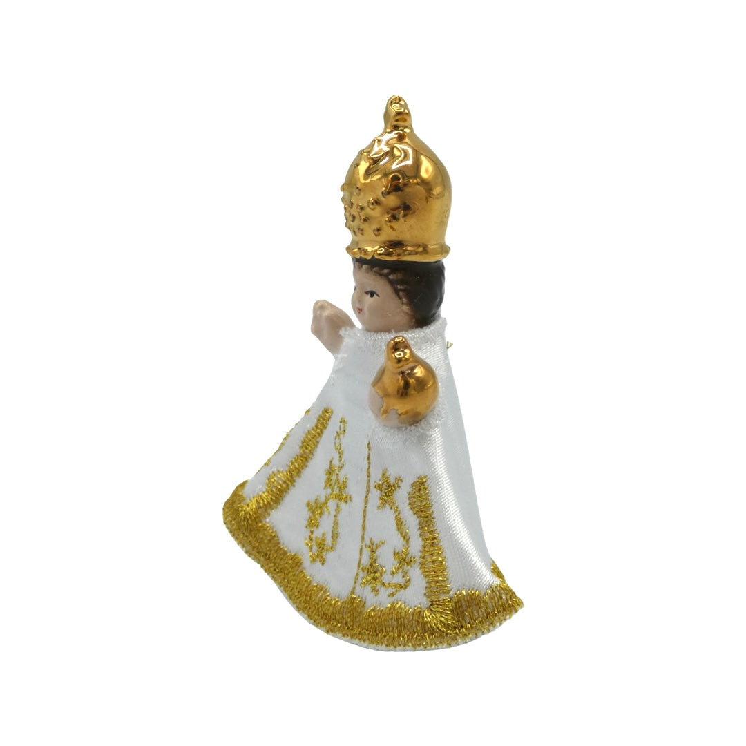 Ceramic Infant Jesus of Prague with Cloth Gown