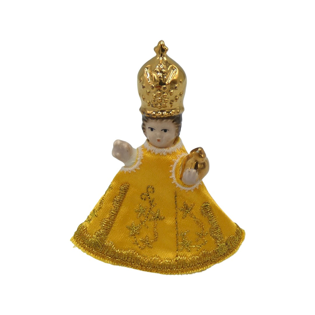 Ceramic Infant Jesus of Prague with Cloth Gown