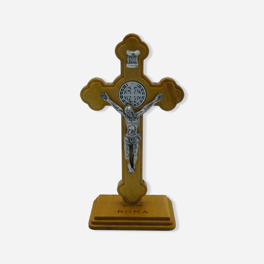 Chestnut Colored St. Benedict Standing Crucifix