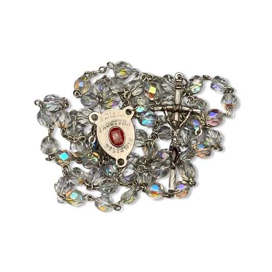 Crystal St. Faustina Rosary with Relic