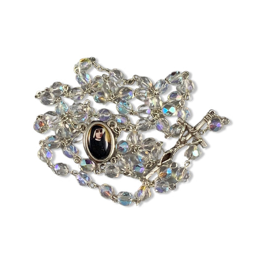 Crystal St. Faustina Rosary with Relic
