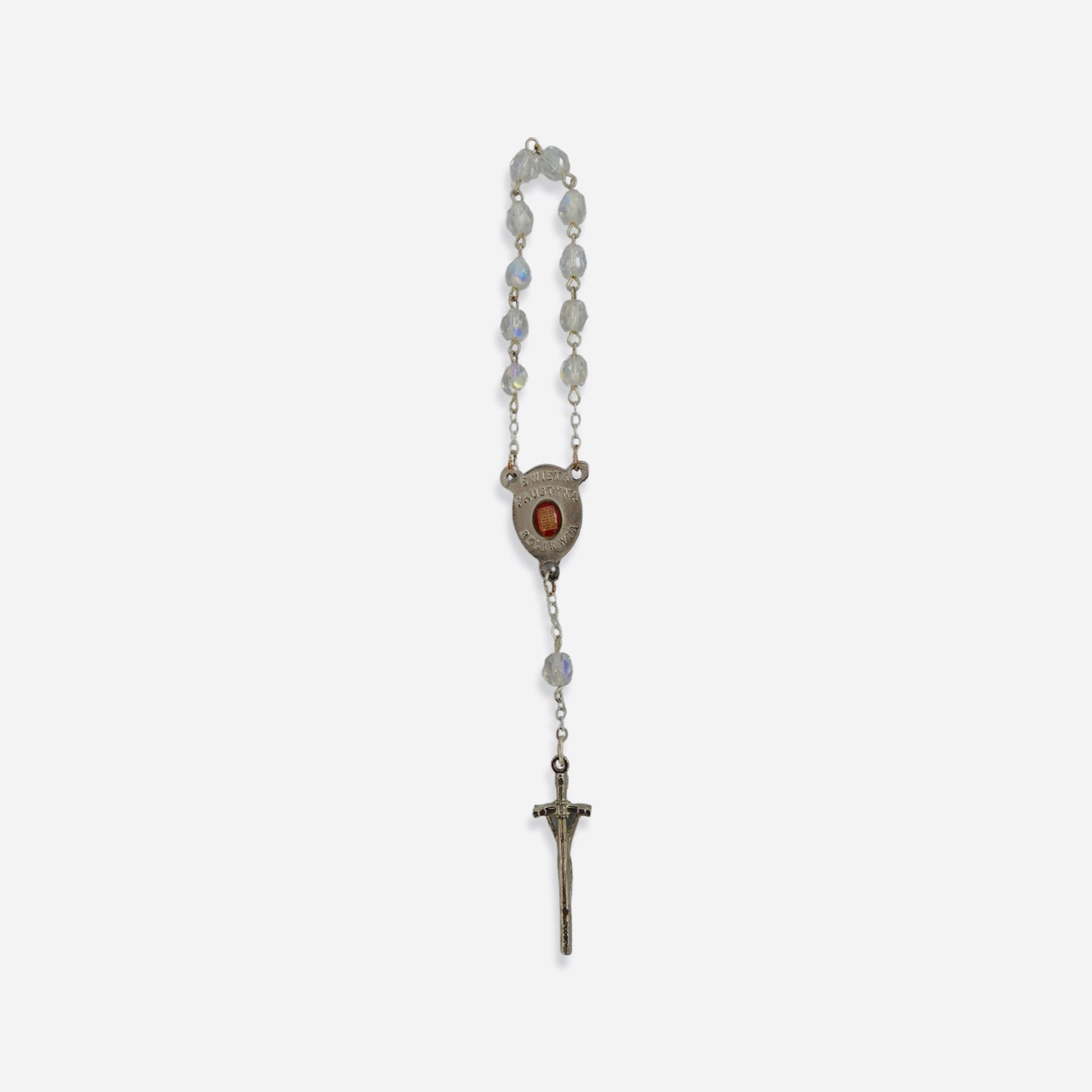 Crystal St. Faustina Decade Rosary with Relic