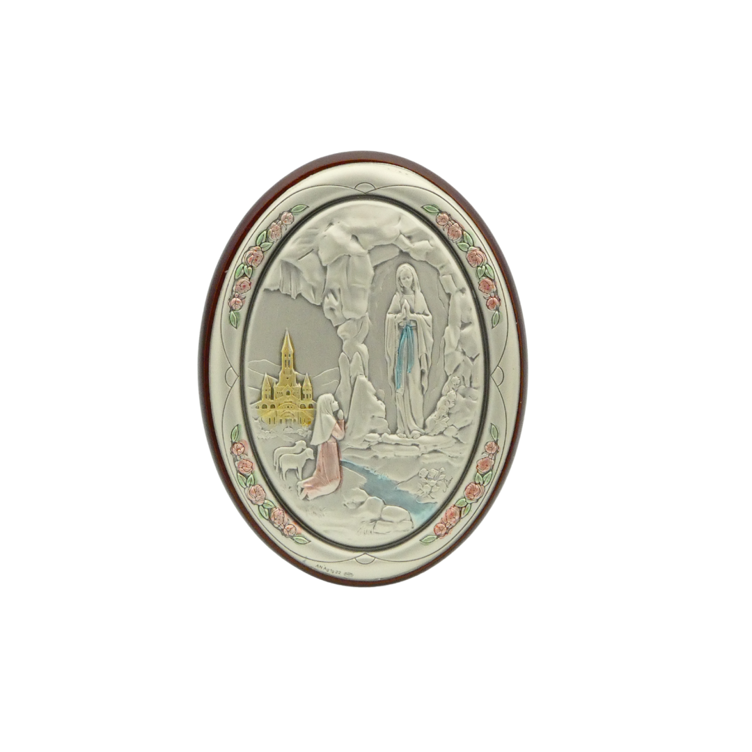 Colored Silver Image of Our Lady of Lourdes