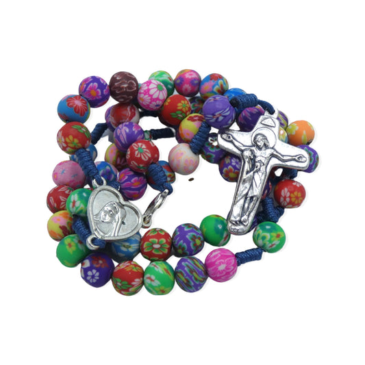 Queen of Peace FIMO Rosary of Assorted Colors