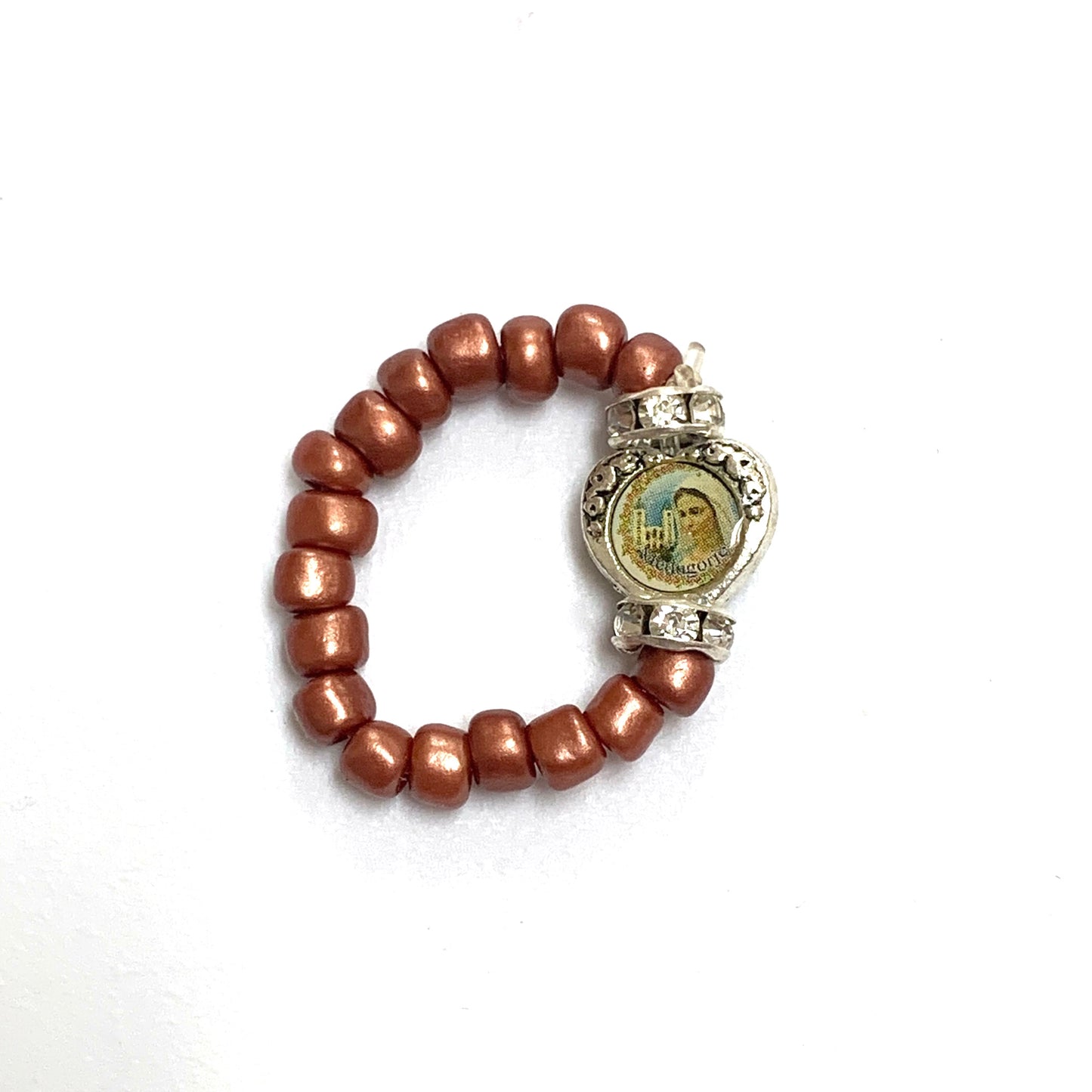 Beaded Ring with Queen of Peace Medal of Assorted Colors