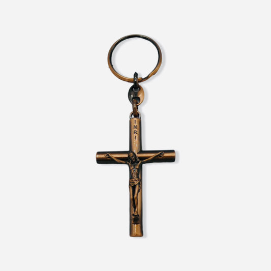Copper Colored Crucifix Keychain
