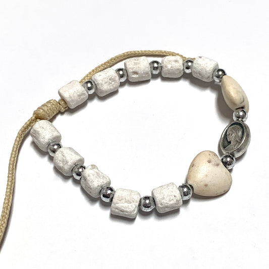 Stone Heart Queen of Peace Decade Rosary Bracelet of Assorted Colors
