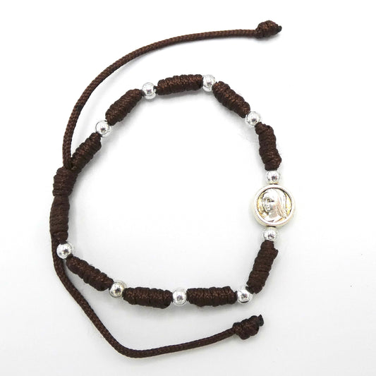 Cord Decade Rosary of Assorted Colors with Round Our Lady Medal