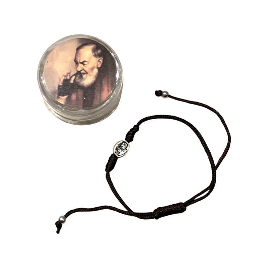 Dark Brown St. Padre Pio Bracelet with Case