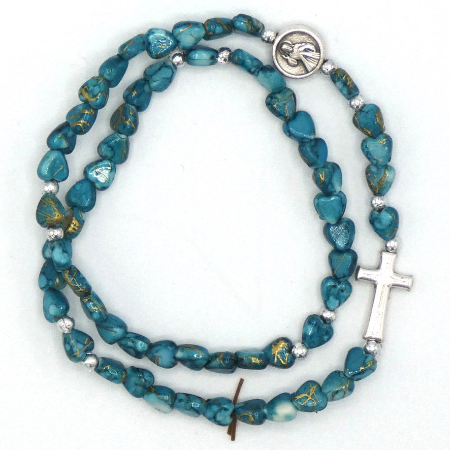 Heart Wrap-Around Rosary Bracelet of Assorted Colors