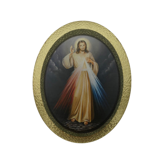 Divine Mercy Plaque with Gold Rim