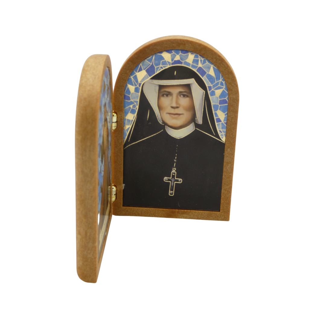 Divine Mercy and St. Faustina Folding Plaque