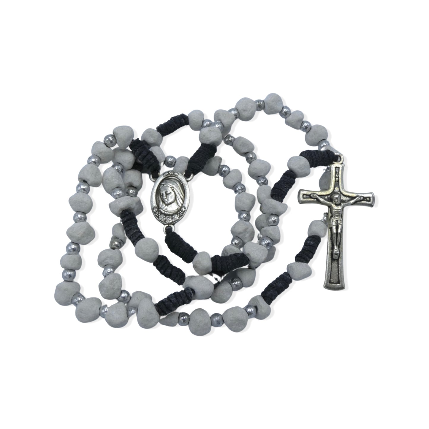 Embellished Queen of Peace Stone Rosary with Soil of Assorted Colors