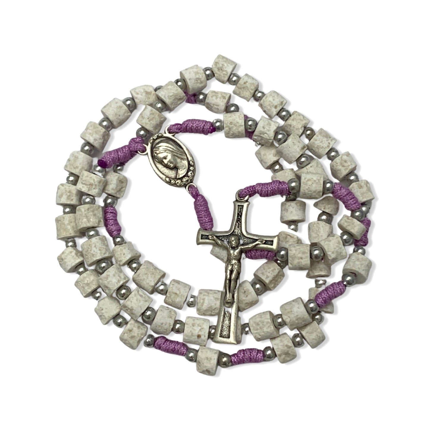 Queen of Peace Stone Rosary with Soil