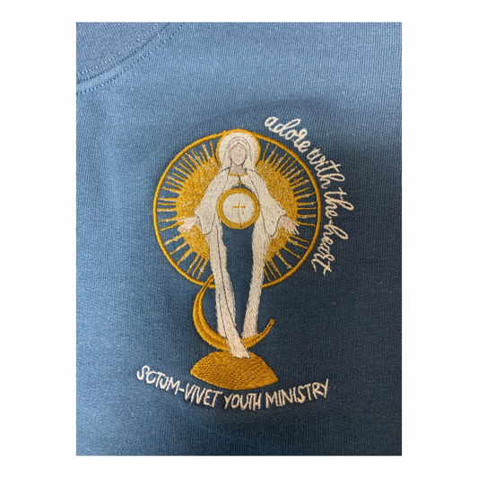 Marian Monstrance Embroidered Crewneck Sweaters by SCTJM