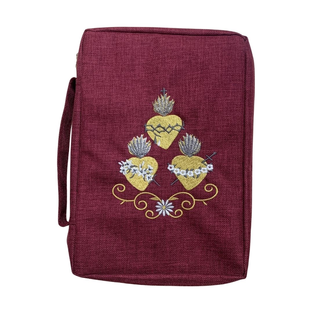 Embroidered Gold Three Hearts Bible Cover by SCTJM