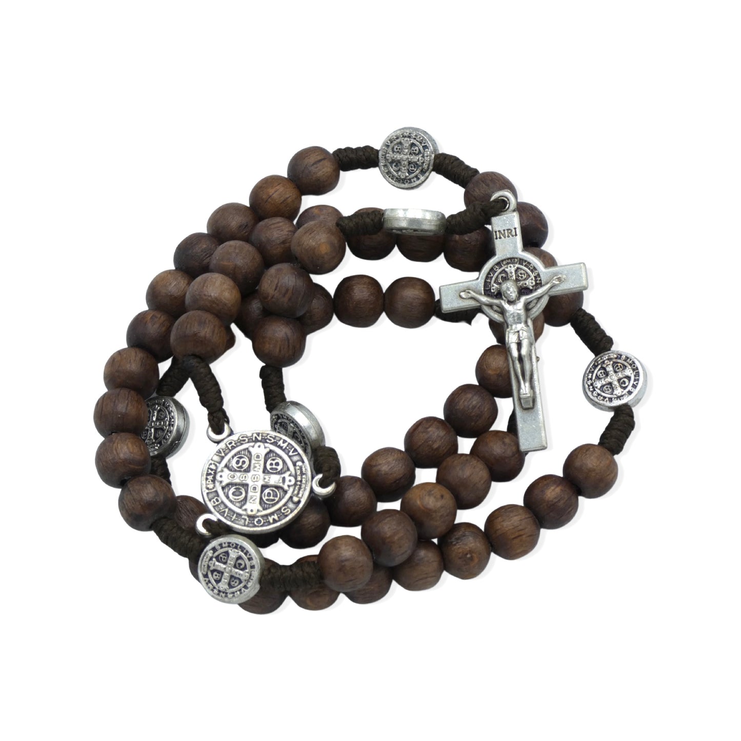 Espresso Wood Beads St. Benedict Rosary with Clasp