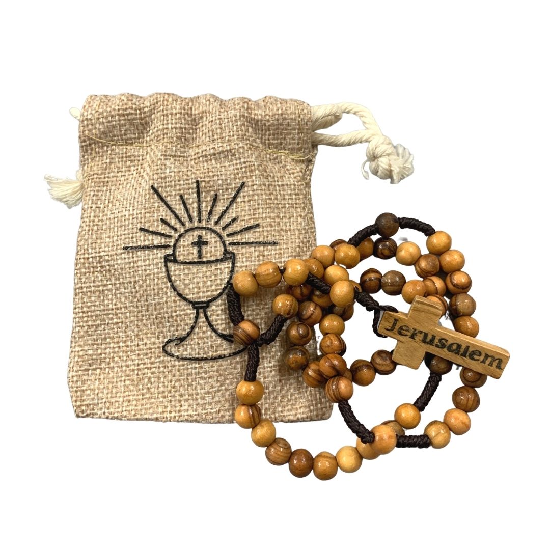 First Communion Pouch with Jerusalem Rosary