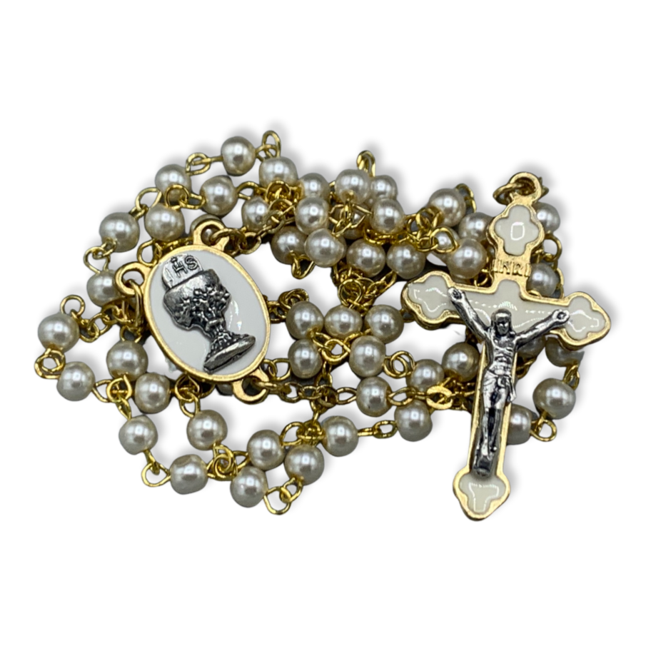 First Communion Rosary and Medal Set