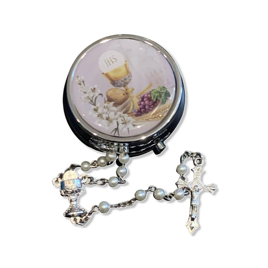 First Communion Rosary with Case
