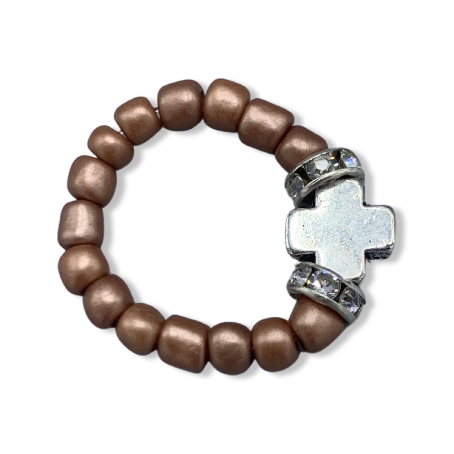 Beaded Ring with Cross of Assorted Colors