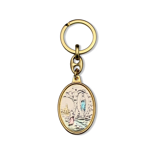 Gold Colored Lourdes Keychain